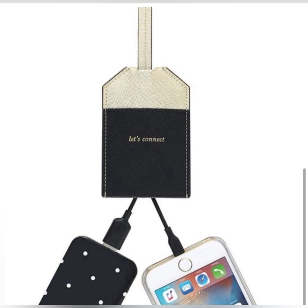 Kate Spade Portable Lightning Cable for Apple Charging - Black/Gold NWT